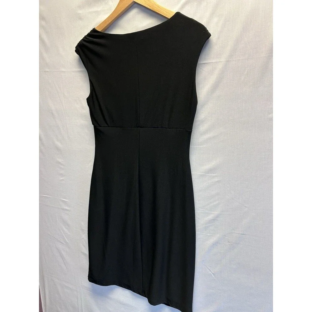 Lauren Ralph Lauren Ruched Sleeveless Sheath Dress Black Draped Women’s 10P - Picture 9 of 9